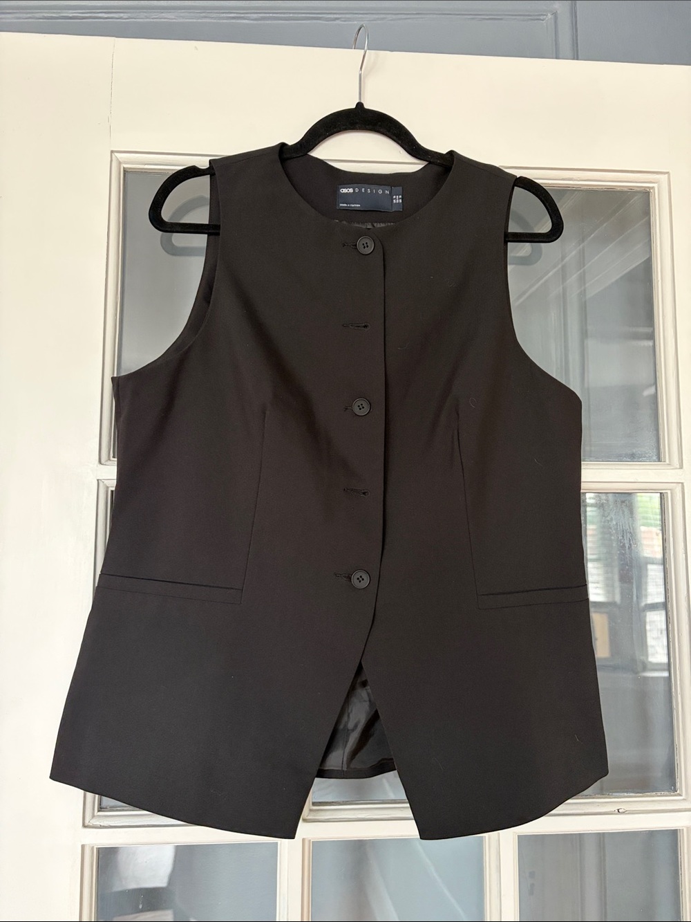ASOS Black Sleeveless Tailored Vest with Round Neck
